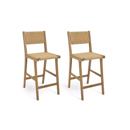 Faro Pair of Woven Oak Bar Stools - Natural | Kitchen Counter Seating
