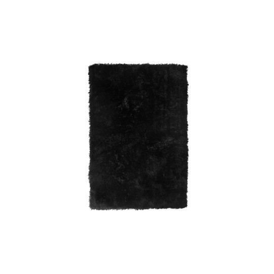 Luxury Plain Shaggy Rug - 160x230cm - Black | Large Soft Carpet