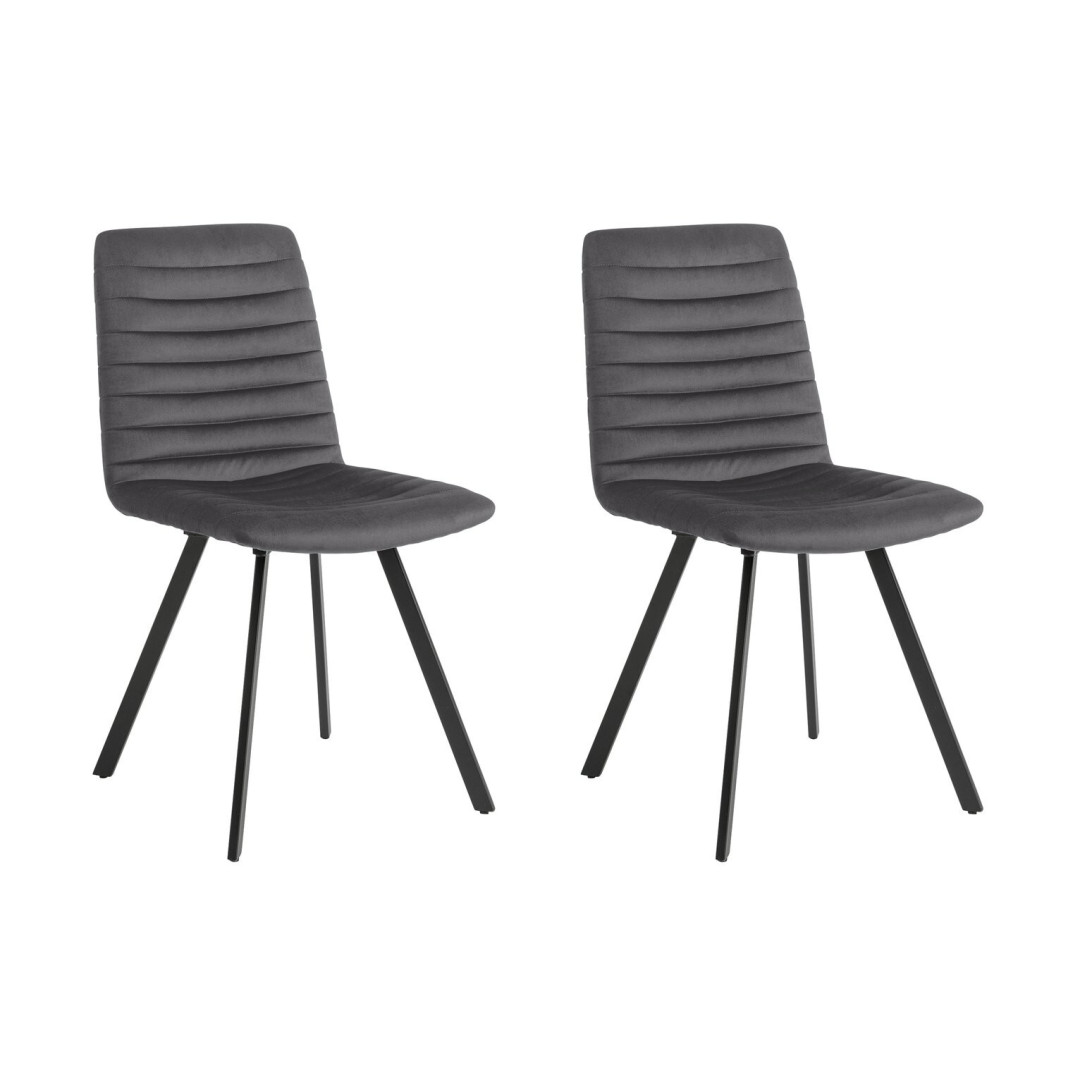 Home Keaton Pair of Velvet Dining Chairs - Charcoal | Modern Kitchen Upholstered Home Keaton Pair of Velvet Dining Chairs - Charcoal | Modern Kitchen Upholstered