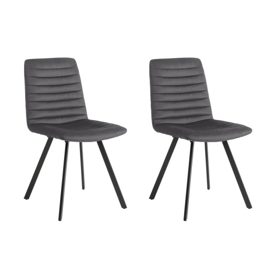 Home Keaton Pair of Velvet Dining Chairs - Charcoal | Modern Kitchen Upholstered