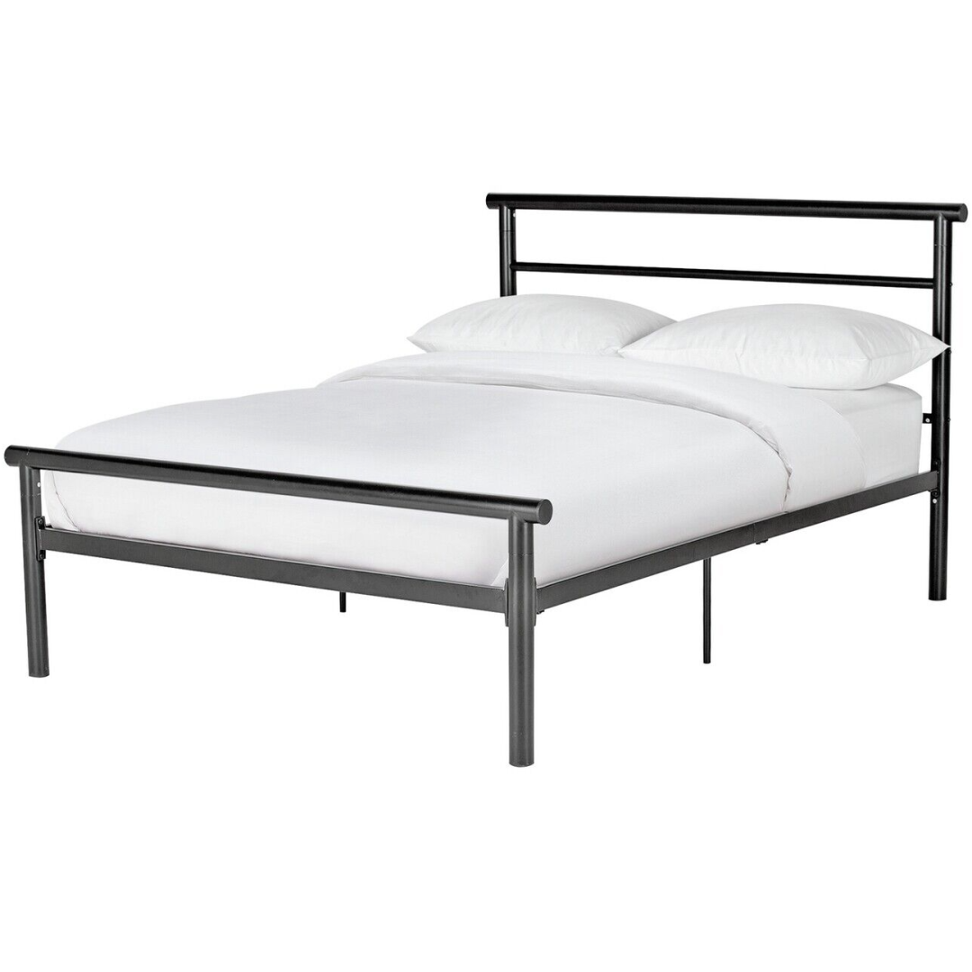Home Avalon Small Double Metal Bed Frame Black | Sturdy Modern Bedroom Furniture Home Avalon Small Double Metal Bed Frame Black | Sturdy Modern Bedroom Furniture