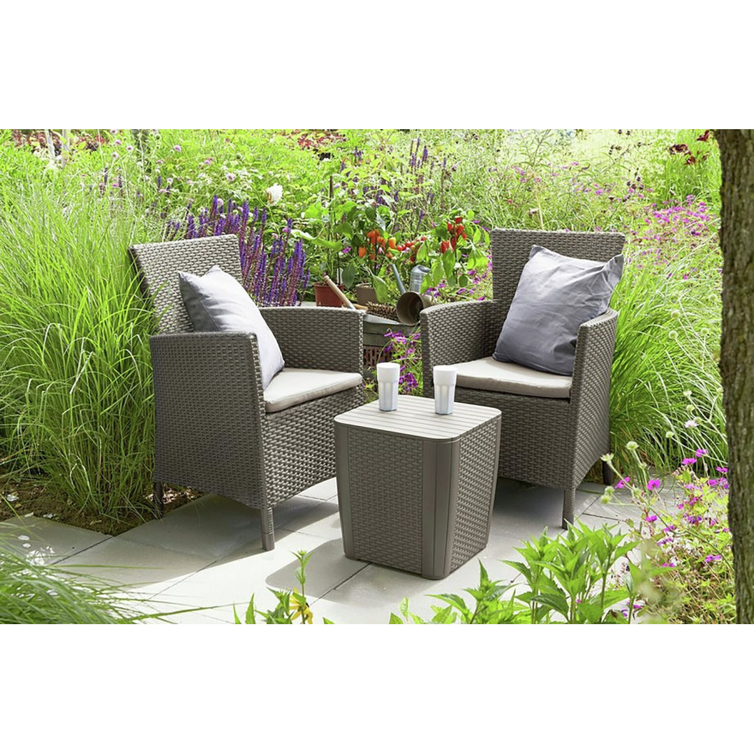 Keter Iowa 2 Seater Rattan Effect Garden Bistro Set Cream | Outdoor Patio Set Keter Iowa 2 Seater Rattan Effect Garden Bistro Set Cream | Outdoor Patio Set