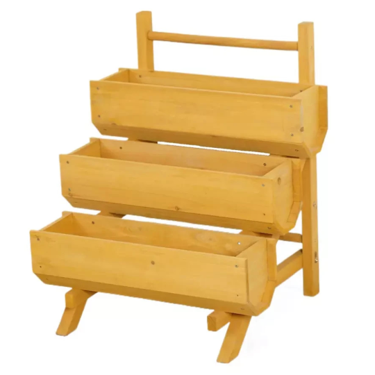 McGregor Stepped Timber Garden Planter | Wooden Outdoor Plant Stand Planter