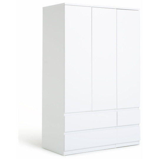 Home Jenson 3 Door 4 Drawer Wardrobe - White Gloss | Organized Living Space