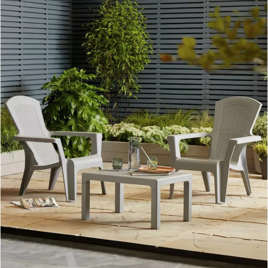 Home Baltimore 2 Seater Plastic Garden Bistro Set | Outdoor Patio Table & Chairs