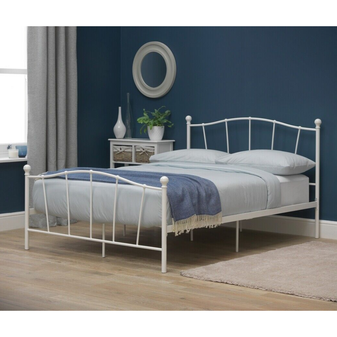 Fleur Small Double Metal Bed Frame - White | Bedroom Furniture for Teen or Guest Fleur Small Double Metal Bed Frame - White | Bedroom Furniture for Teen or Guest