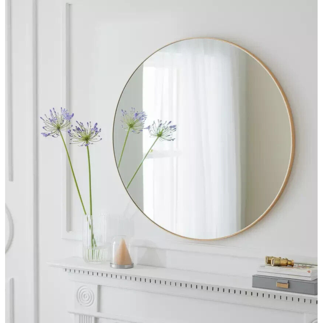 Patsy Large Round Metal Mirror - Gold | Modern Wall Hanging Home Decor Patsy Large Round Metal Mirror - Gold | Modern Wall Hanging Home Decor