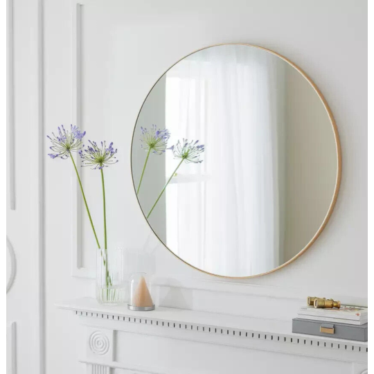 Patsy Large Round Metal Mirror - Gold | Modern Wall Hanging Home Decor