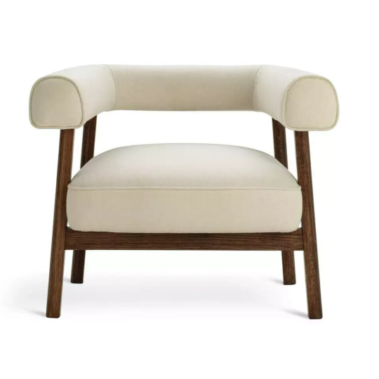 Elio Fabric Curved Armchair - Natural | Upholstered Lounge Seating