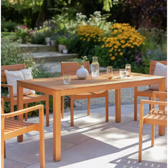Luana Rectangular Garden Table Light Wood | Outdoor Patio Dining Table