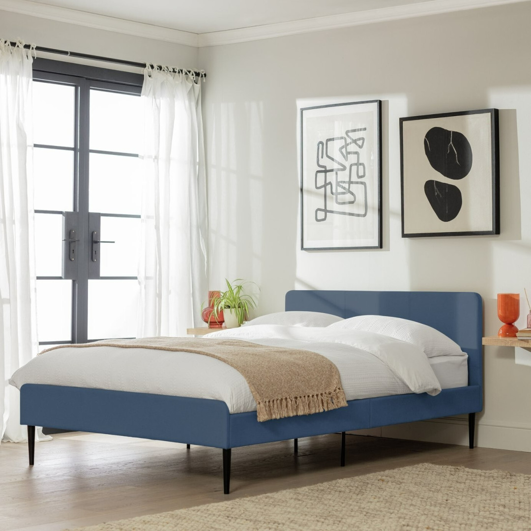 Home Kristopher Double Bed Frame Blue | Sturdy Modern Bedroom Furniture Design Home Kristopher Double Bed Frame Blue | Sturdy Modern Bedroom Furniture Design
