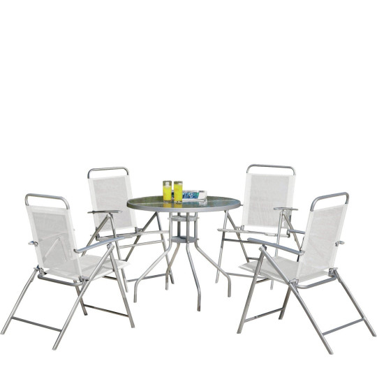 Home 4 Seater Folding Metal Patio Set - Siler | Table and Chairs Patio Set