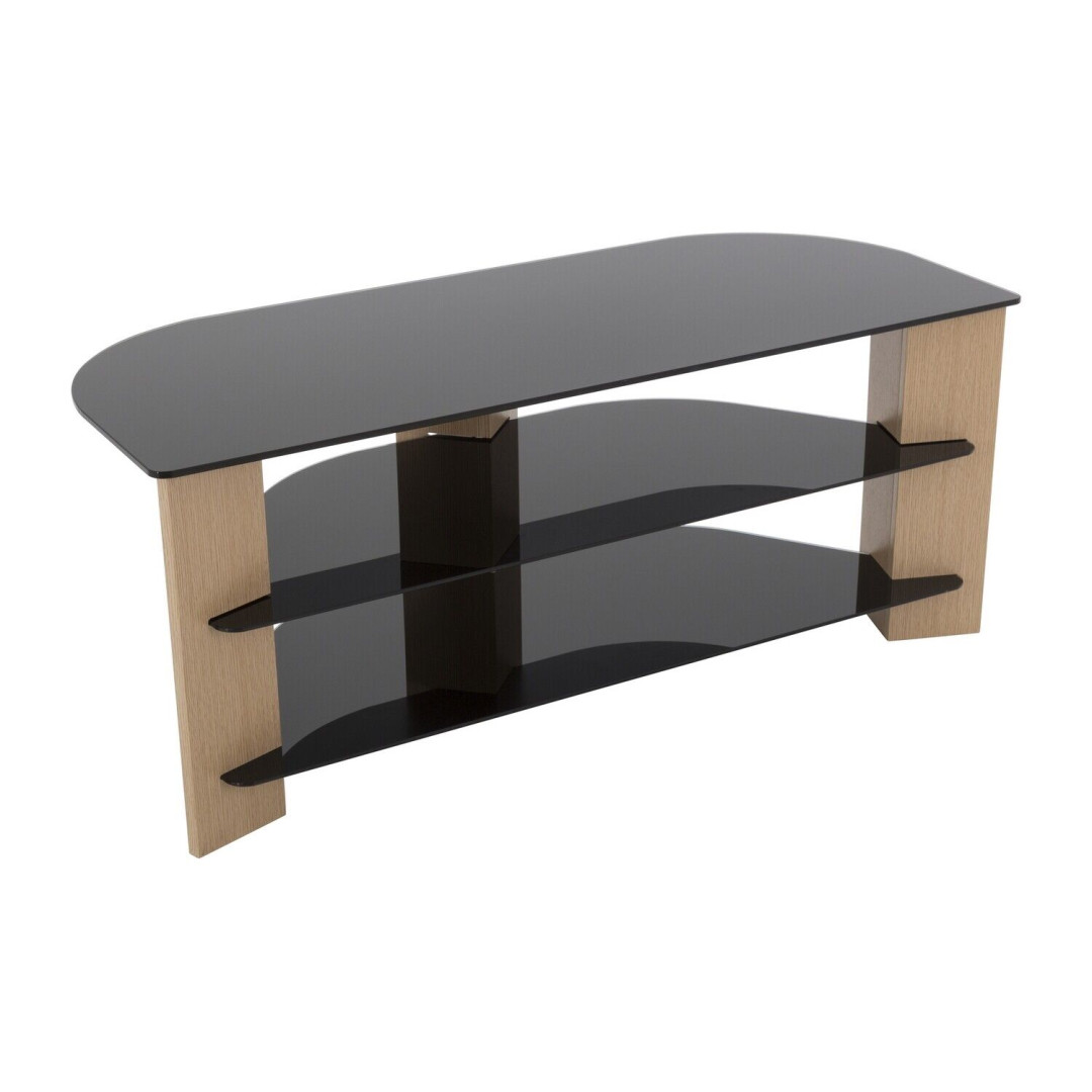 AVF Corner TV Stand With Storage Oak Eff Up to 55 Inch TV Unit Glass Black 110cm AVF Corner TV Stand With Storage Oak Eff Up to 55 Inch TV Unit Glass Black 110cm