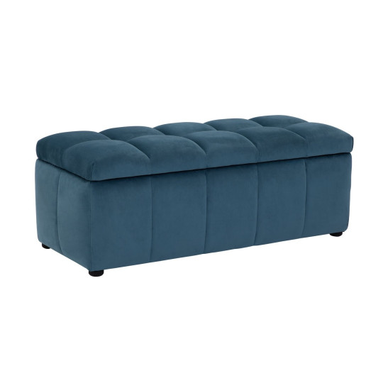 Maisie Large Storage Ottoman Box Velvet Blue | Bedroom Bench Upholstered