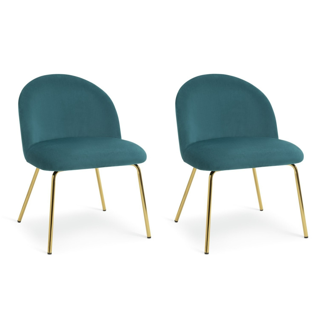 Maddix Pair of Velvet Dining Chairs - Teal Maddix Pair of Velvet Dining Chairs - Teal
