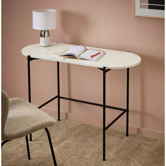 Home Jules Marble Style Office Desk White | Modern Home Office Desk Table