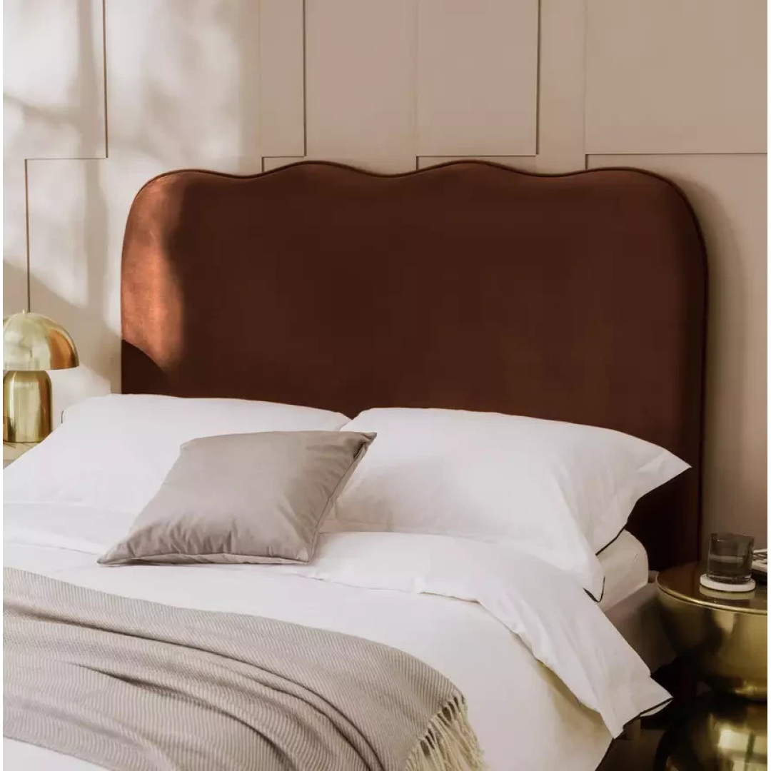 Onda Velvet Kingsize Headboard Rust | Luxury Bedroom Bed Backrest Panel Onda Velvet Kingsize Headboard Rust | Luxury Bedroom Bed Backrest Panel