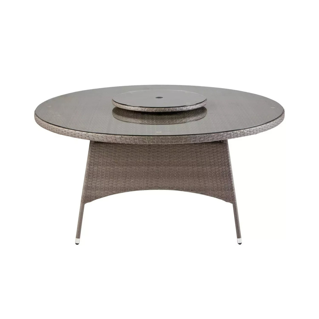 Seychelles 6 Seater Rattan Effect Round Dining Table Grey | Outdoor Garden Patio Seychelles 6 Seater Rattan Effect Round Dining Table Grey | Outdoor Garden Patio
