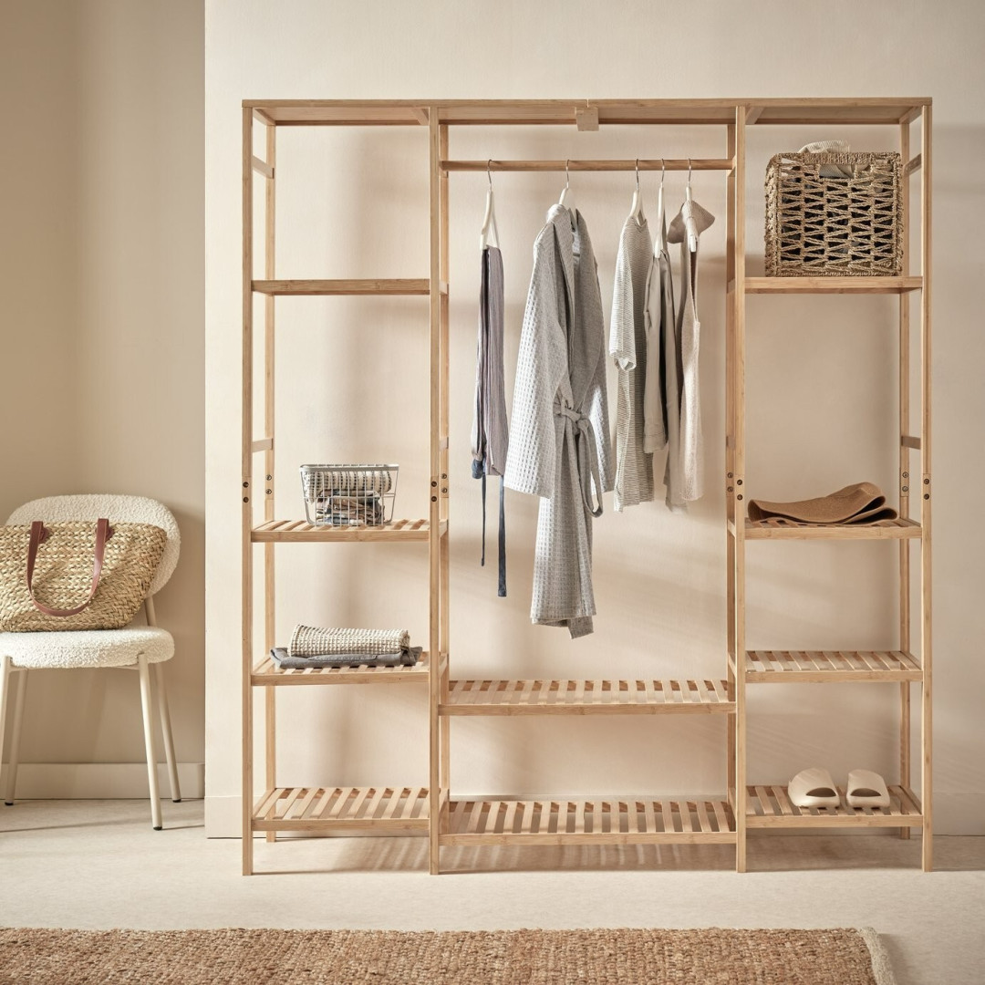 Cullen Triple Bamboo Open Wardrobe - Natural Cullen Triple Bamboo Open Wardrobe - Natural