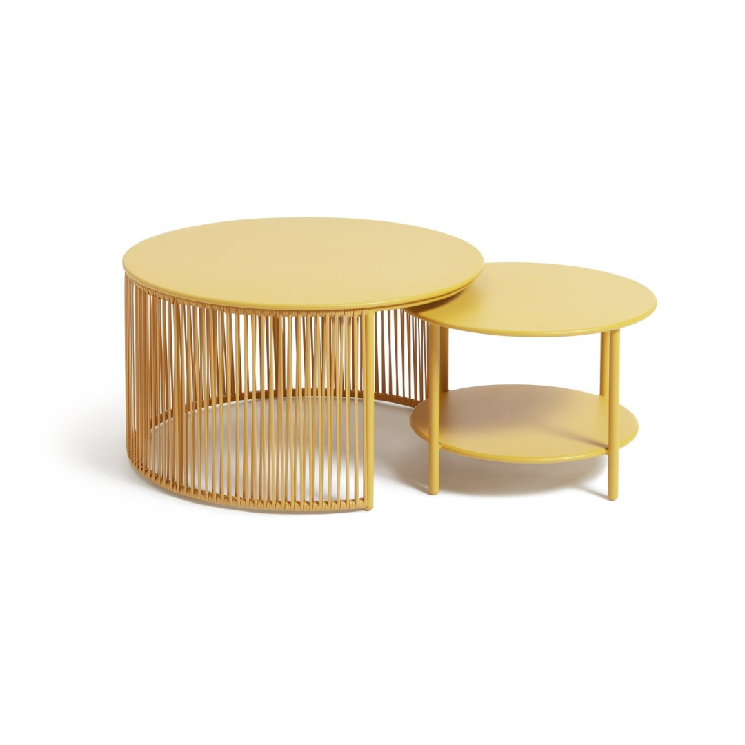 Ipanema Metal Garden Coffee Table - Yellow | Compact garden coffee table set Ipanema Metal Garden Coffee Table - Yellow | Compact garden coffee table set
