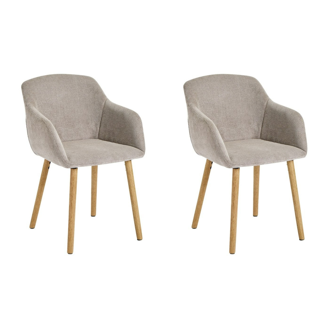 Home Alarik Pair of Fabric Dining Chairs - Natural | Kitchen Table Chair Set Home Alarik Pair of Fabric Dining Chairs - Natural | Kitchen Table Chair Set