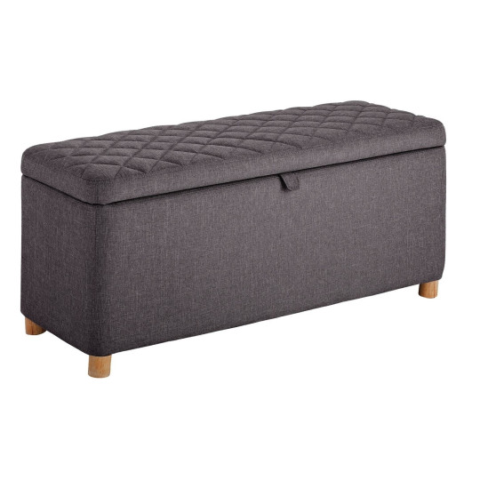 Home James Fabric Large Ottoman - Grey | Upholstered Storage Footstool Bench