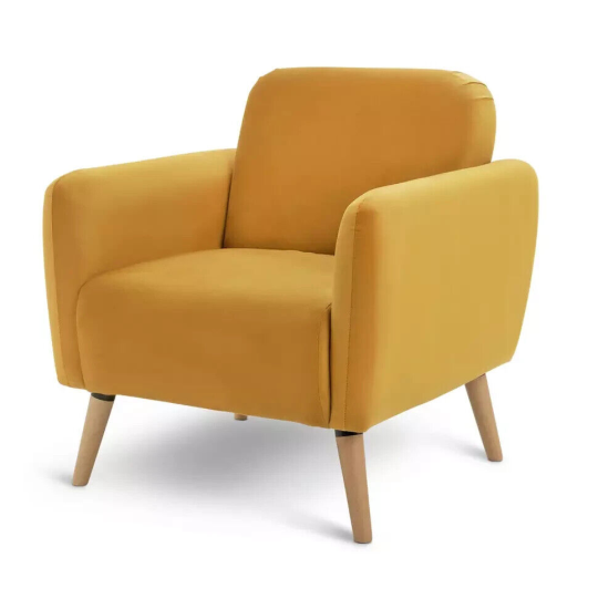 Elsie Self Assembly Fabric Armchair Mustard | Modern Accent Chair