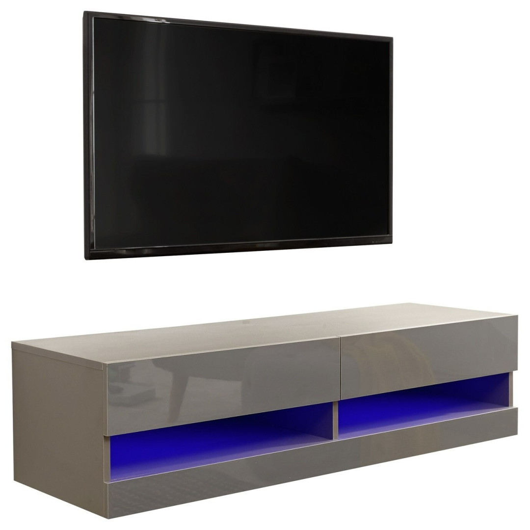GFW Galicia 120cm LED Wall TV Unit - Grey | Floating Media Cabinet Modern Stand GFW Galicia 120cm LED Wall TV Unit - Grey | Floating Media Cabinet Modern Stand