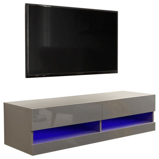 GFW Galicia 120cm LED Wall TV Unit - Grey | Floating Media Cabinet Modern Stand