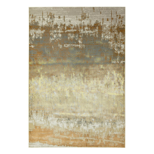 Asiatic Aurora Shiny Abstract Gold Cut Pile Rug - 170x120cm | Modern Carpet