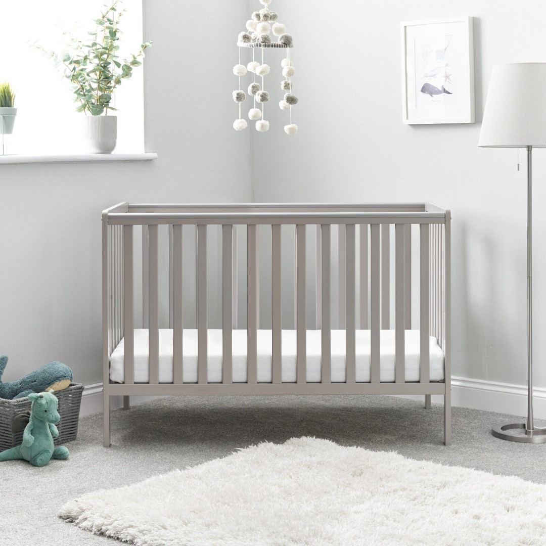 Obaby Bantam Space Saver Cot and Fibre Mattress - Warm Grey Obaby Bantam Space Saver Cot and Fibre Mattress - Warm Grey