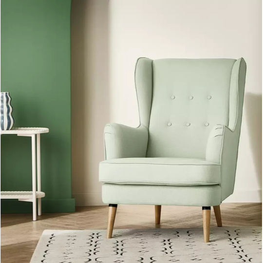 Callie Fabric Wingback Chair Green | Living Room Accent Armchair Furniture