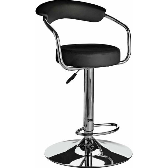 Executive Gas Lift Bar Stool with Back Rest - Black | Adjustable Kitchen Chair
