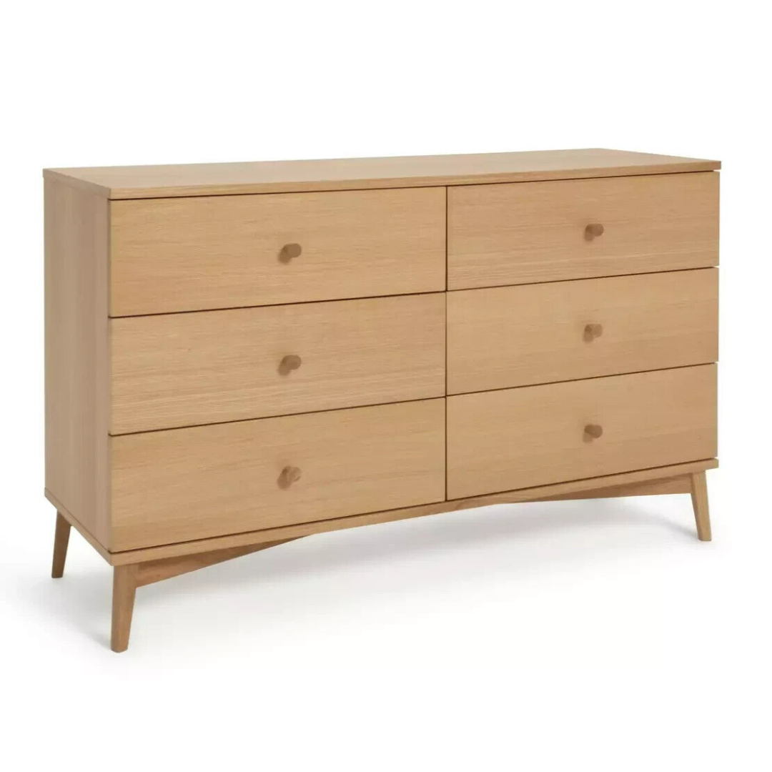 Kirk 3+3 Drawer Chest - Oak Kirk 3+3 Drawer Chest - Oak