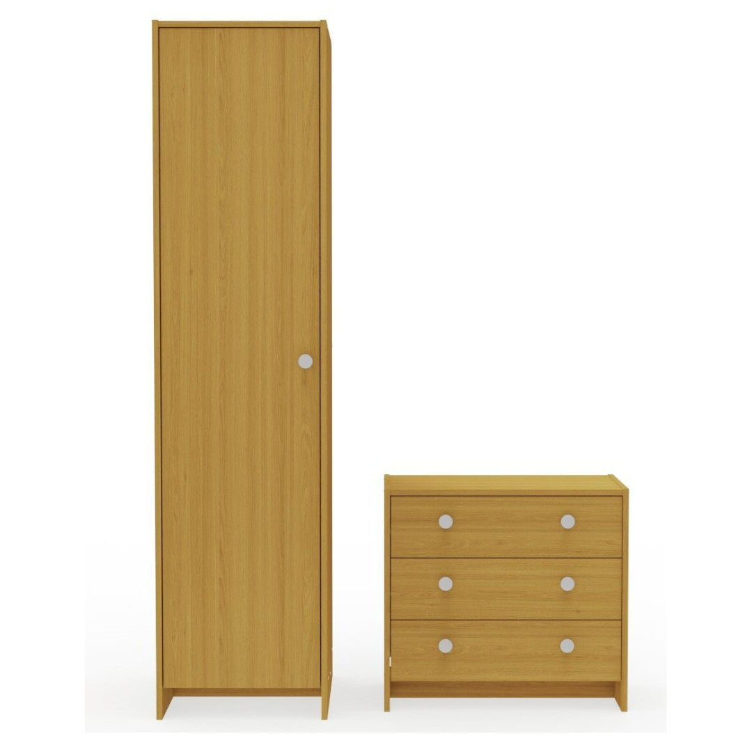 Home Seville 2 Piece 1 Door Wardrobe Set - Oak | Storage Cupboard Cabinet Home Seville 2 Piece 1 Door Wardrobe Set - Oak | Storage Cupboard Cabinet