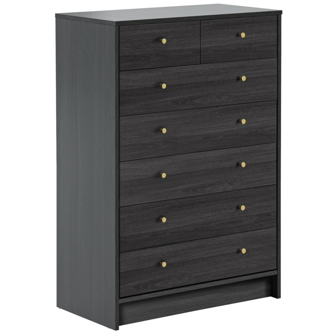 Malibu Modern 7 Drawer Chest Of Drawers Storage Cabinet - Black Brown Effect Malibu Modern 7 Drawer Chest Of Drawers Storage Cabinet - Black Brown Effect