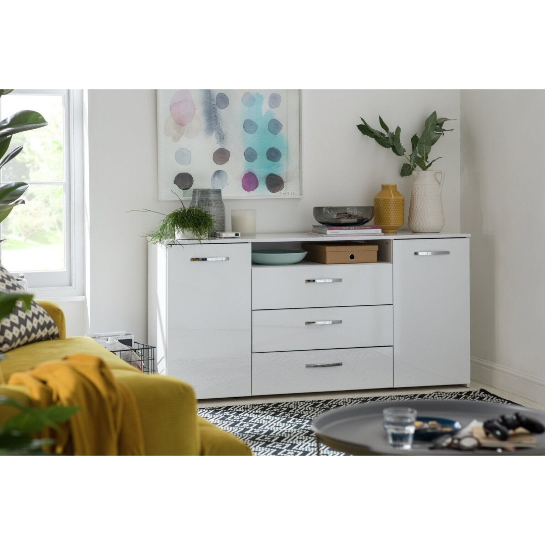 Hayward 2 Door 3 Drawer Sideboard - White Gloss Hayward 2 Door 3 Drawer Sideboard - White Gloss