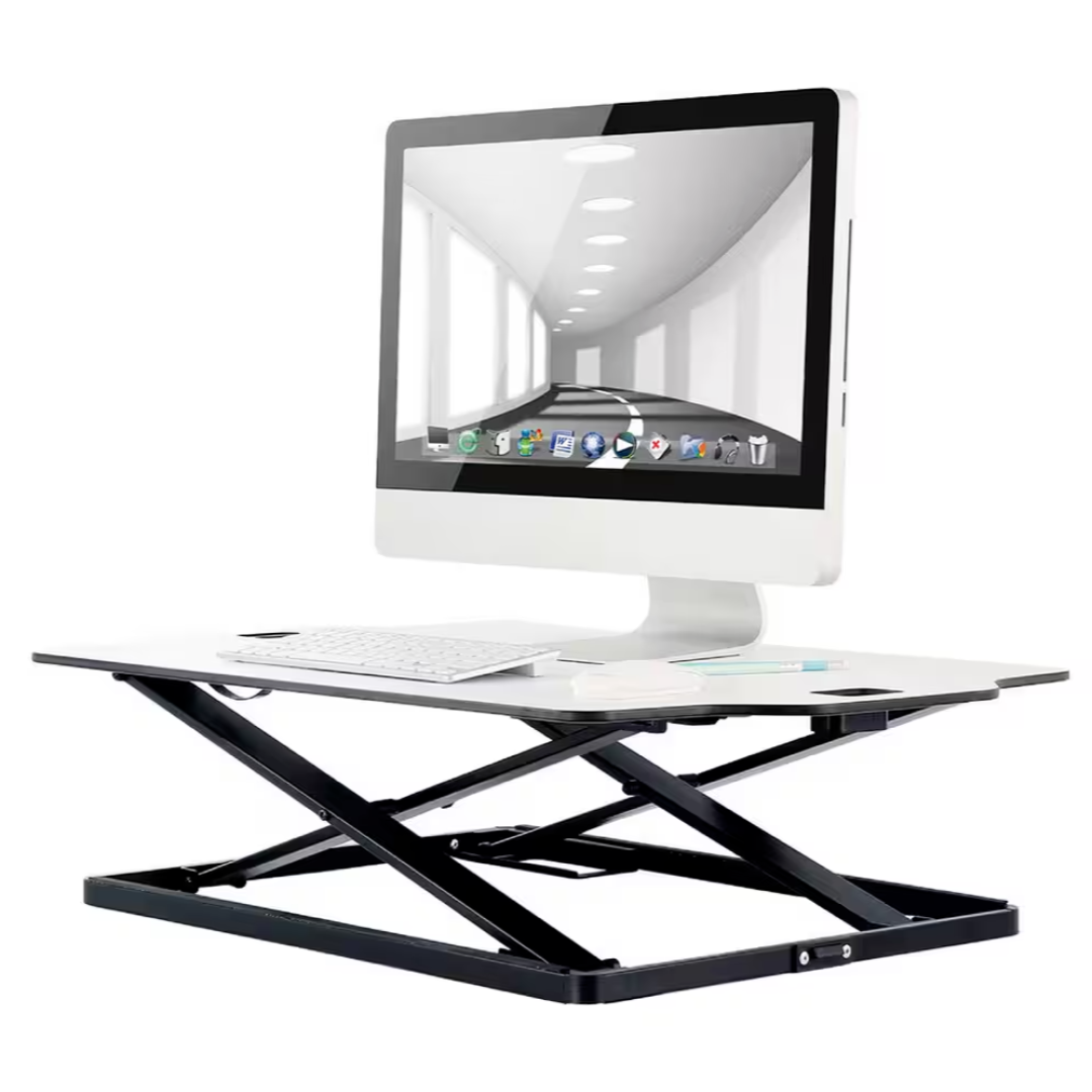 ProperAV Slim Profile Stand Up Desk Workstation - White | Adjustable Office Tabl ProperAV Slim Profile Stand Up Desk Workstation - White | Adjustable Office Tabl