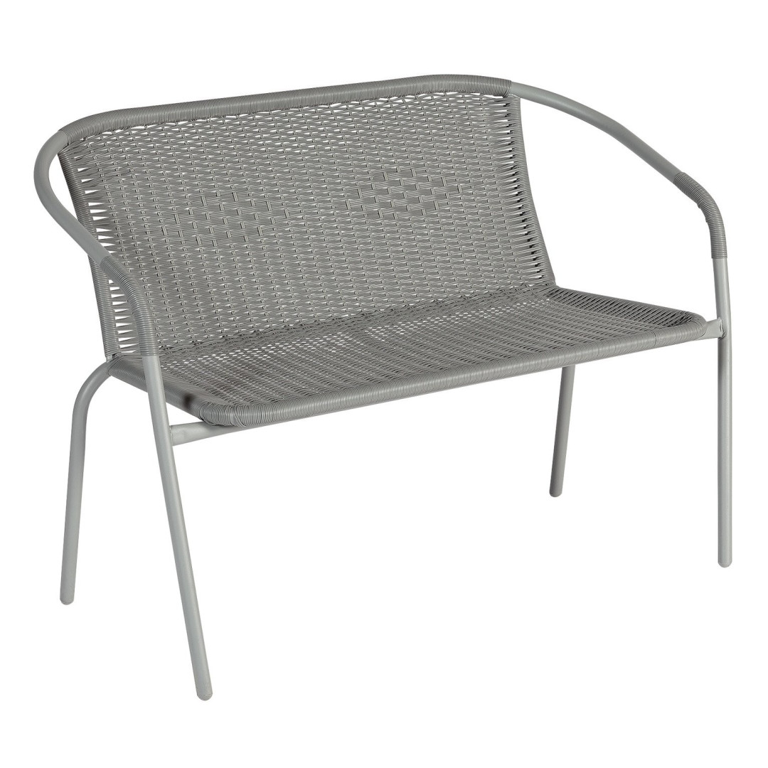 Steel Wicker 2 Seater Garden Bench - Grey Steel Wicker 2 Seater Garden Bench - Grey