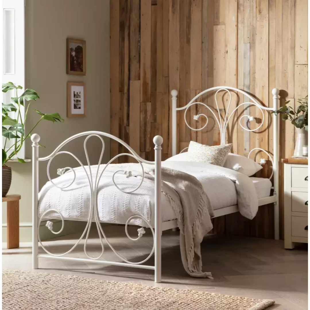 Home Marietta Single Metal Bed Frame White | Modern Bedroom Bed Frame Furniture Home Marietta Single Metal Bed Frame White | Modern Bedroom Bed Frame Furniture