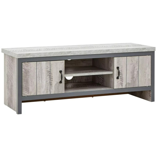 GFW Boston 2 Door TV Unit - Grey | Grey TV Stand Cabinet Media Storage Unit