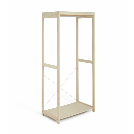 Flicka Open Single Rail Wardrobe - Pine | Clothes Rack, Hanging Rail, Sl