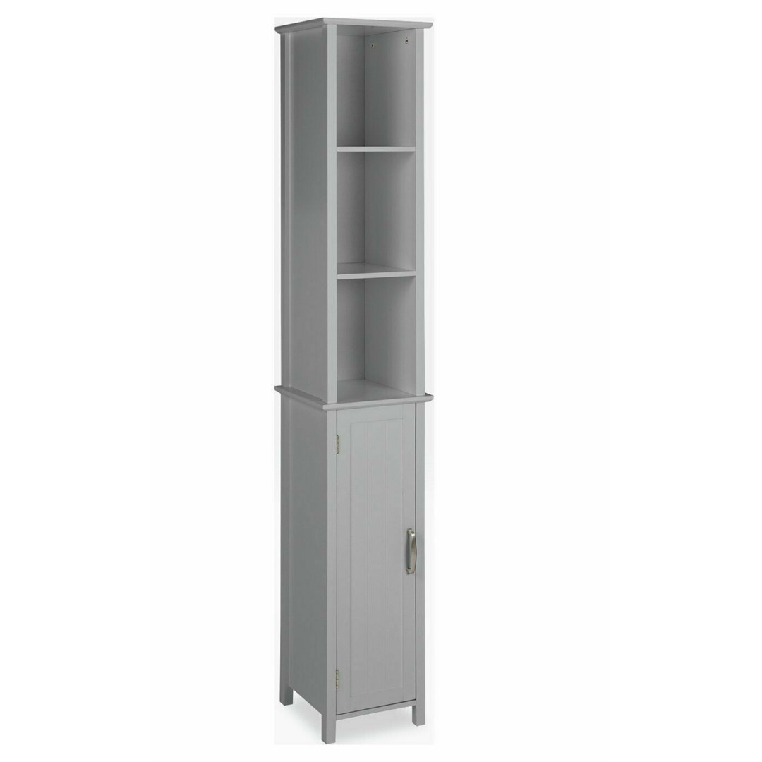 Tongue & Groove Tallboy - Grey | Modern Bathroom Storage Cabinet Shelving Unit Tongue & Groove Tallboy - Grey | Modern Bathroom Storage Cabinet Shelving Unit