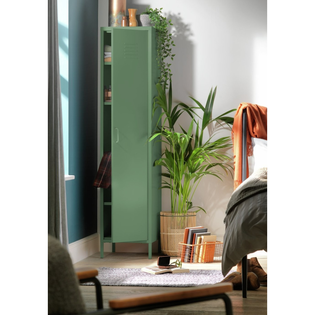 Stevie Tall 1 Door 4 Shelf Locker - Green | Vertical Space Solution Stevie Tall 1 Door 4 Shelf Locker - Green | Vertical Space Solution