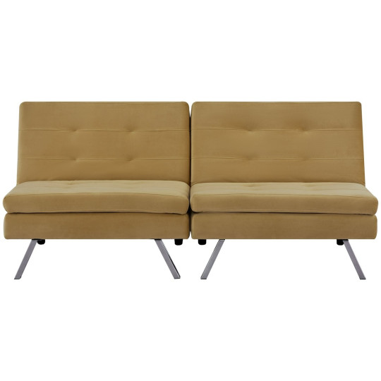 Duo Fabric 2 Seater Clic Clac Sofa Bed - Camel | Compact Sleeper Couch
