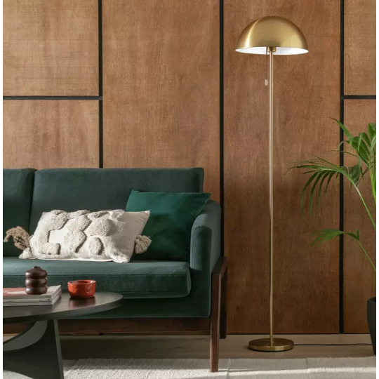 Mushroom Floor Lamp Brushed Brass | Modern Standing Floor Light Home Lighting