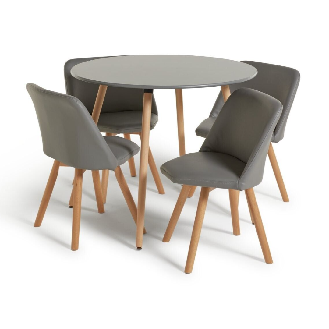 Quattro Grey Dining Table & 4 Grey Chairs (B Grade 53566 - 53570 ) Quattro Grey Dining Table & 4 Grey Chairs (B Grade 53566 - 53570 )