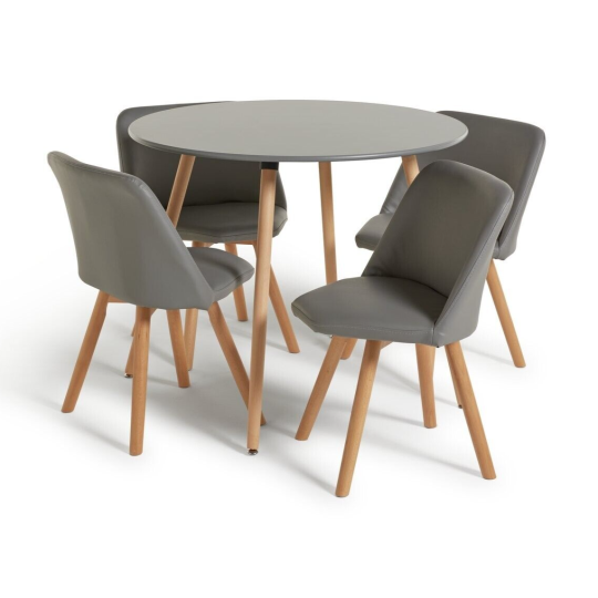 Quattro Grey Dining Table & 4 Grey Chairs (B Grade 53566 - 53570 )