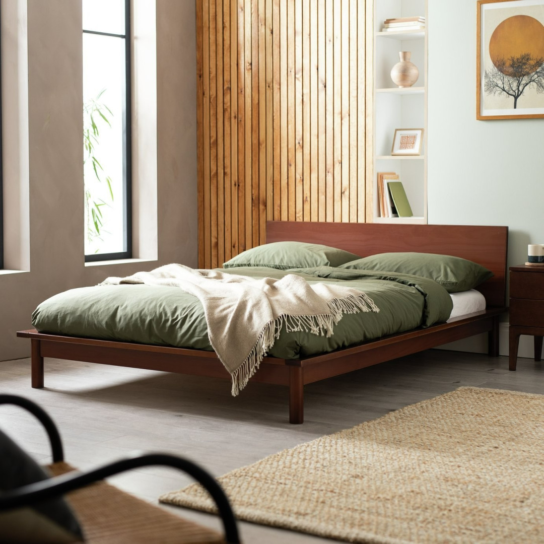 Akio Double Wooden Platform Bed Frame - Walnut | Platform bed frame double Akio Double Wooden Platform Bed Frame - Walnut | Platform bed frame double