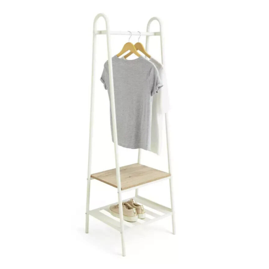 Turner Single Clothes Rail - White | Modern Garment Hanging Storage